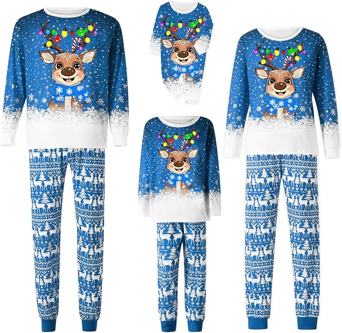 Awoscut Christmas Family Matching Pajamas Christmas Pjs Holiday Nightwear - Image 5