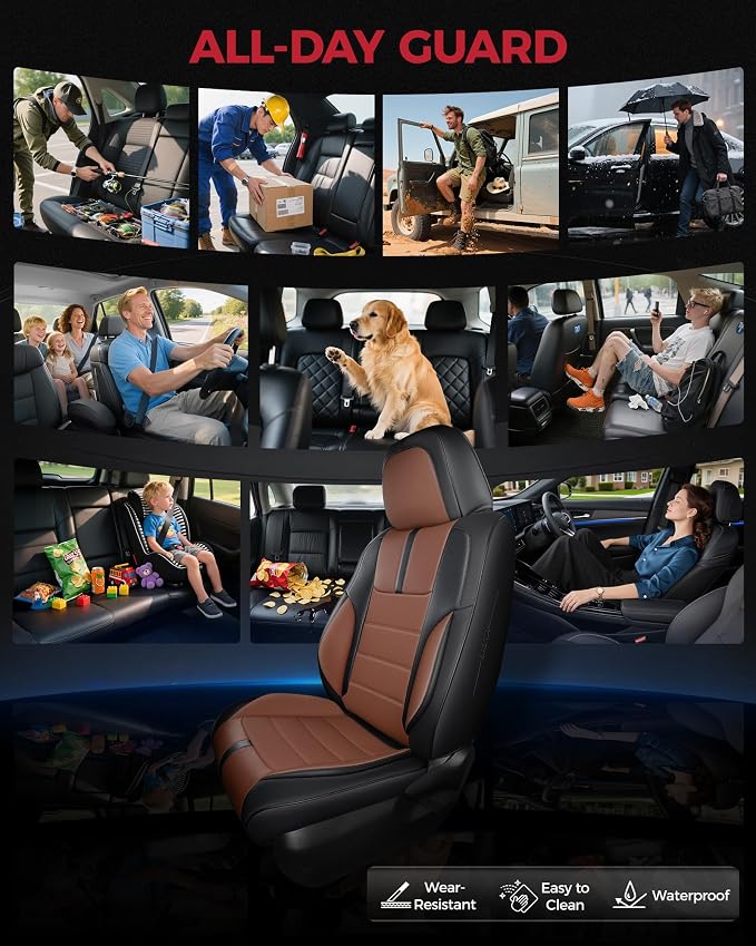 FREESOO Black Brown Car Seat Covers Full Set - Image 4