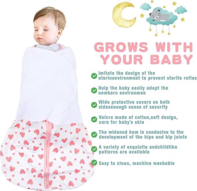 Newborn Sleep Sack Baby Swaddle, 3-6 Months, 3-Way Adjustable Wearable Blanket - Image 2