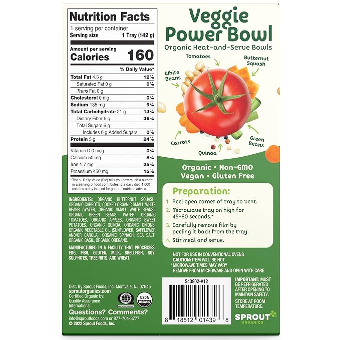 Sprout Organic Baby Food, Toddler Meals, Mediterranean Veggie Power Bowl - Image 2