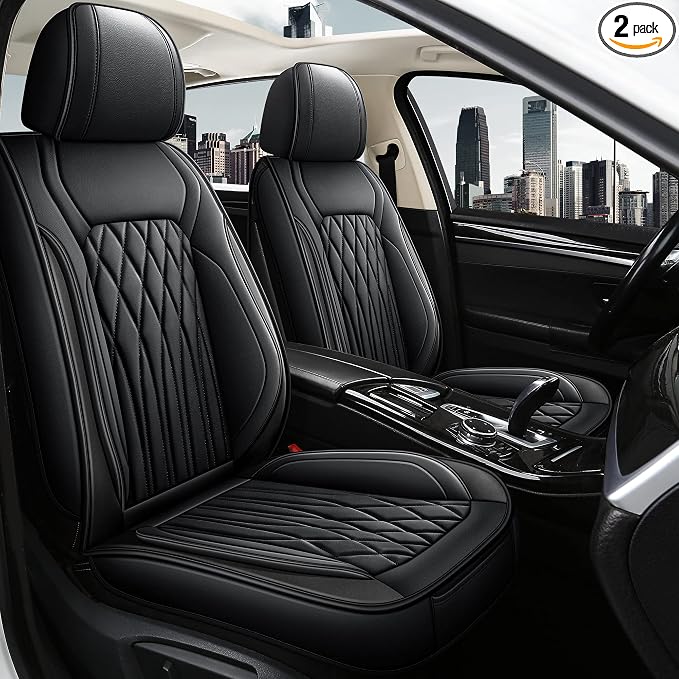 Pariitadin Leather Car Seat Covers Front Pair, Waterproof Faux Leather Seat by Pariitadin