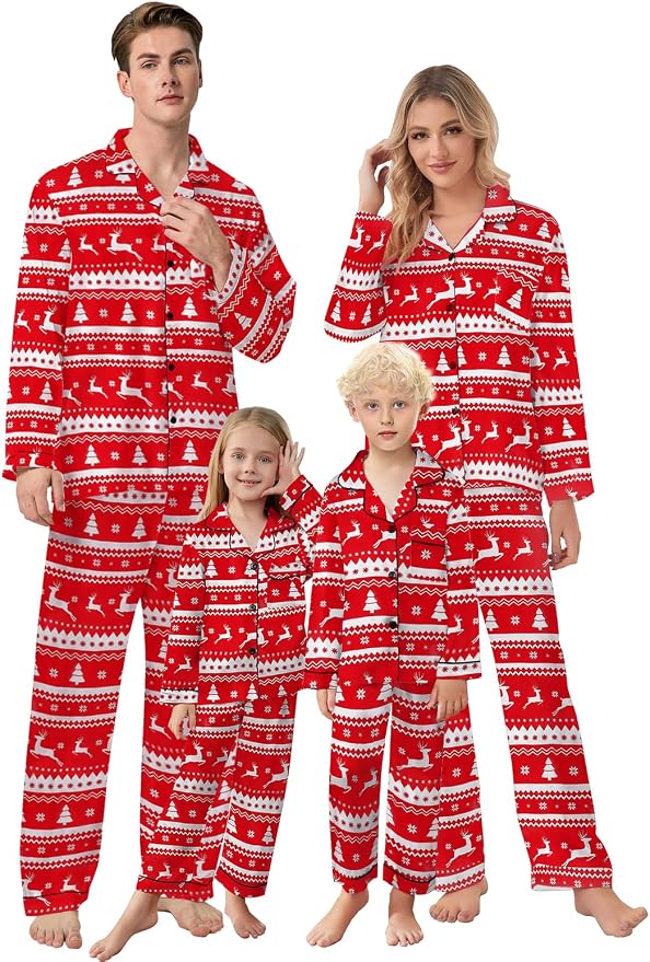 Schbbbta Family Matching Pajamas Holiday Sleepwear Long Sleeve Pjs Sets by SchbbbtaTouchYourLife