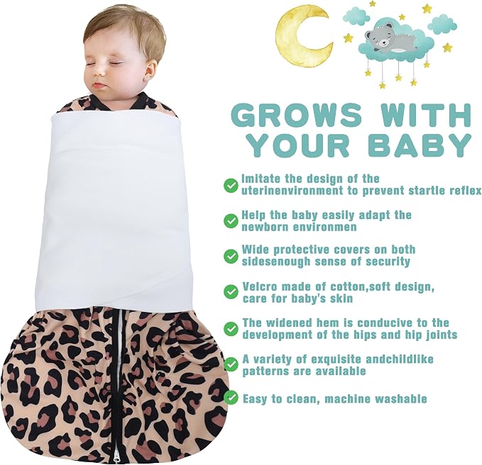 Newborn Sleep Sack Baby Swaddle, 3-Way Adjustable Wearable Blanket, 100% Rayon - Image 2