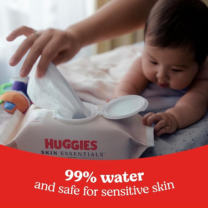 Huggies Skin Essentials Baby Wipes, Hypoallergenic, 99% Water, 2 Flip Top Packs - Image 4