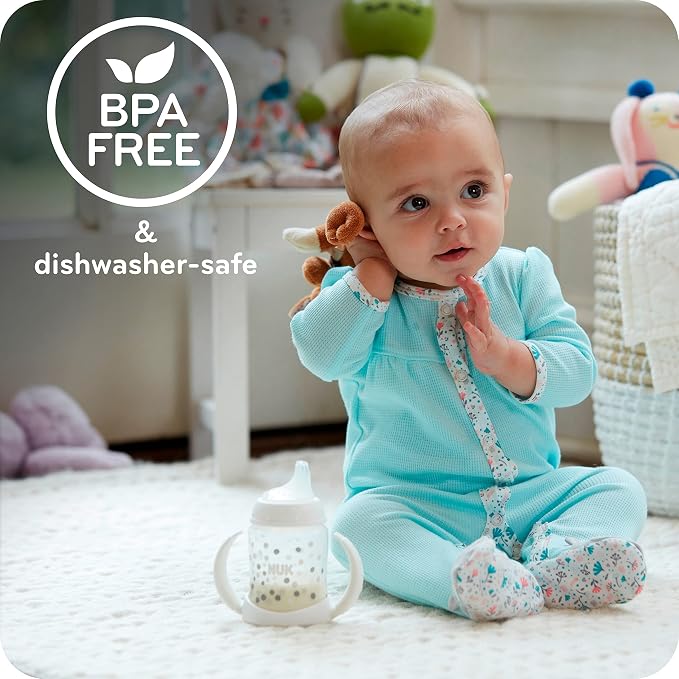NUK Learner Cup, 10 Ounce, Tritan Gray Star – BPA Free, Spill Proof Sippy Cup - Image 4