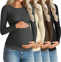 Huukeay 4 Pack Women's Maternity Shirts, Long Sleeve Cotton Ribbed Pregnancy by Huukeay