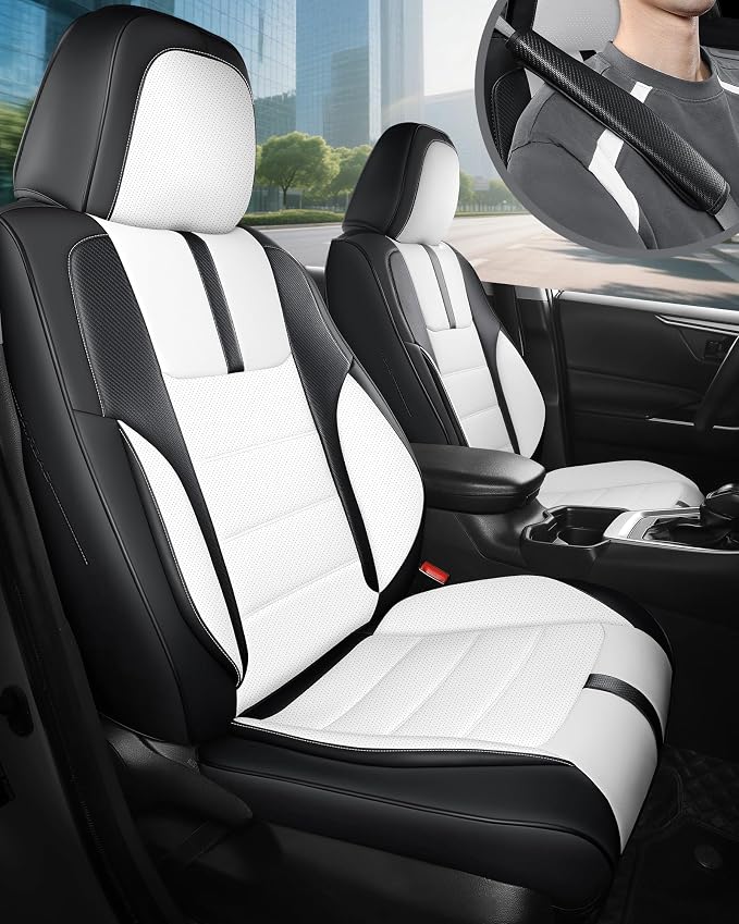 FREESOO Black White Front Car Seat Covers by FREESOO