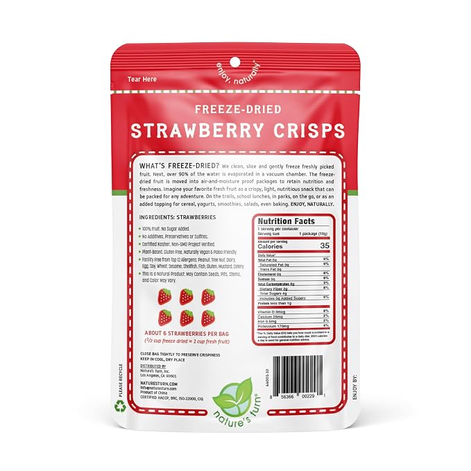 Nature’s Turn Freeze-Dried Strawberry Crisps – Healthy, Gluten-Free, Crispy & - Image 2