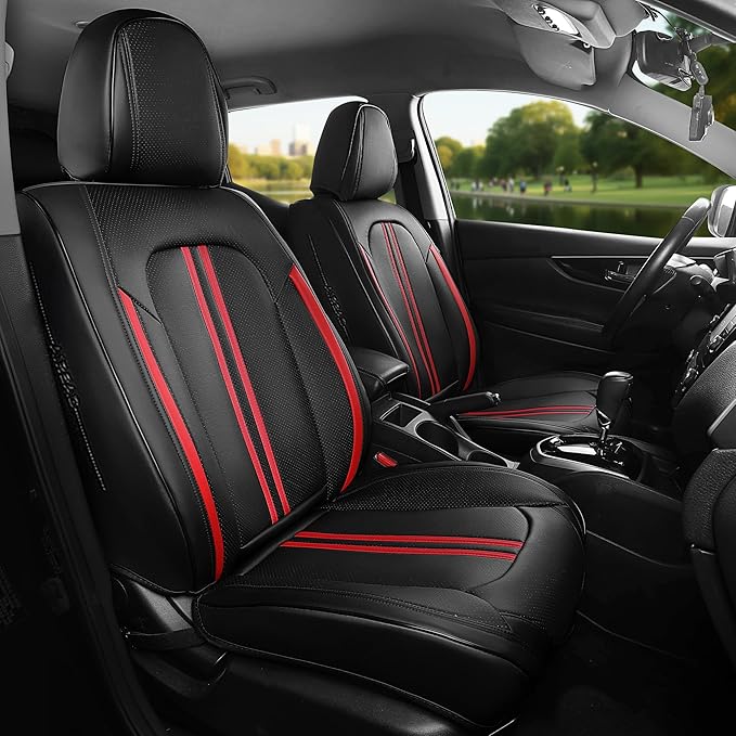FREESOO Leather Car Seat Covers Full Set, Waterproof Black Seat Covers by FREESOO
