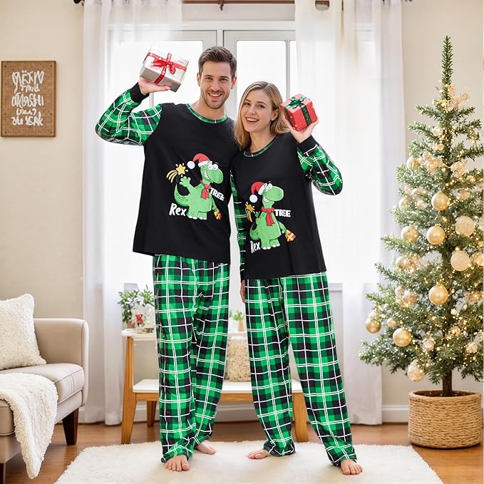 Awoscut Christmas Family Matching Pajamas Christmas Pjs Holiday Nightwear - Image 3