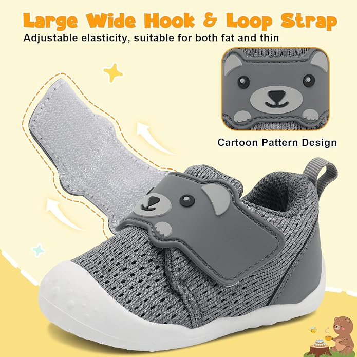 FEETCITY Baby Walking Shoes Wide Baby Shoes Boys Girls Infant Sneakers Crib - Image 3