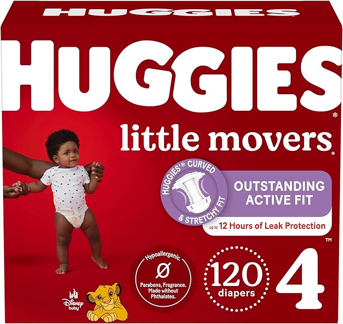 Huggies Size 4 Diapers, Little Movers Baby Diapers, Size 4, Packaging May Vary by Huggies%C2%AE