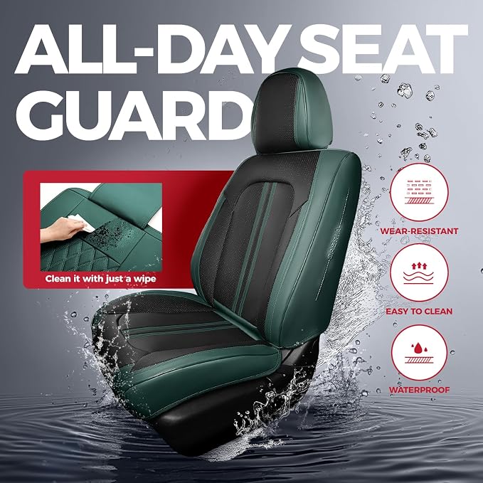 FREESOO Front Seats 2PCS Leather Car Seat Covers, Ultra Breathable Waterproof - Image 3