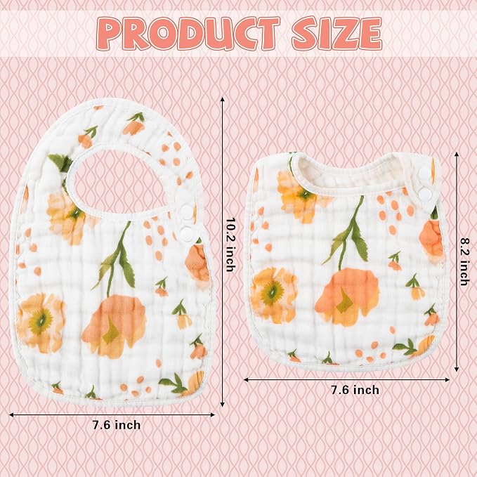 Zainpe 6Pcs Snap Muslin Cotton Bibs - Image 2