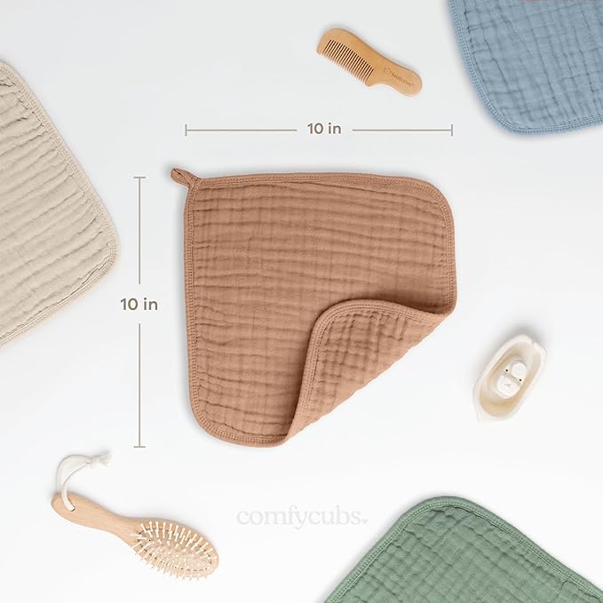 Comfy Cubs Muslin Baby Washcloths 6 Pack - Image 3