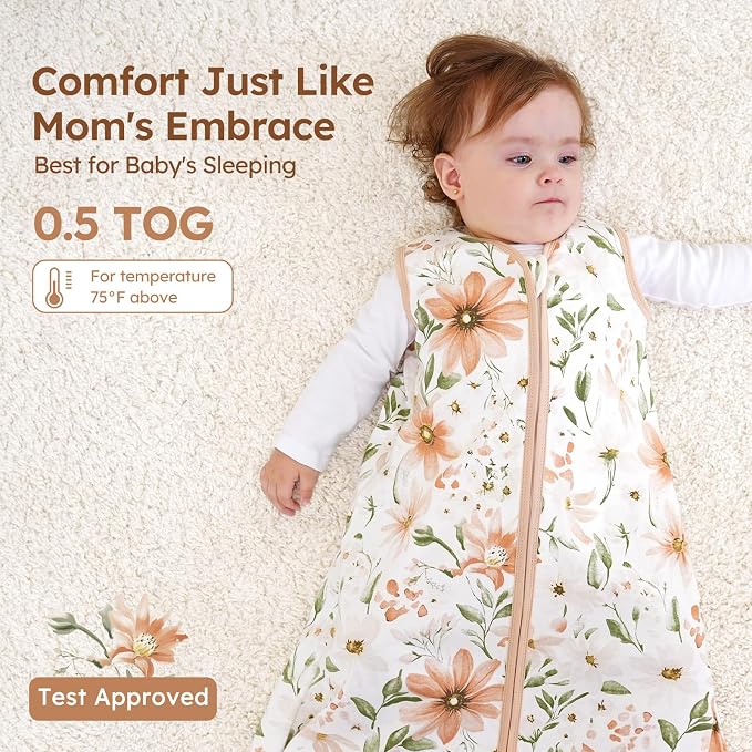 Baby Sleep Sack 0-6 Months 100% Cotton Lightweight 0.5 TOG Wearable Blanket - Image 5