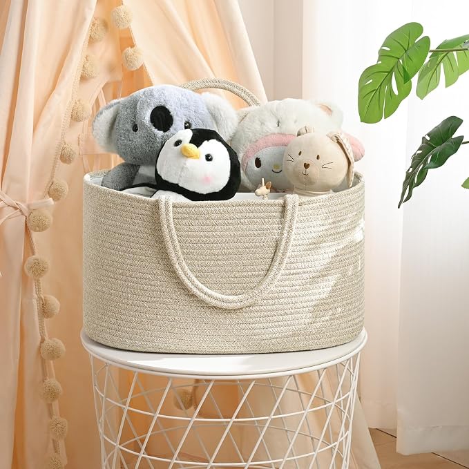 Baby Diaper Caddy Organizer, Cotton Rope Diaper Basket, Baby Basket - Image 7