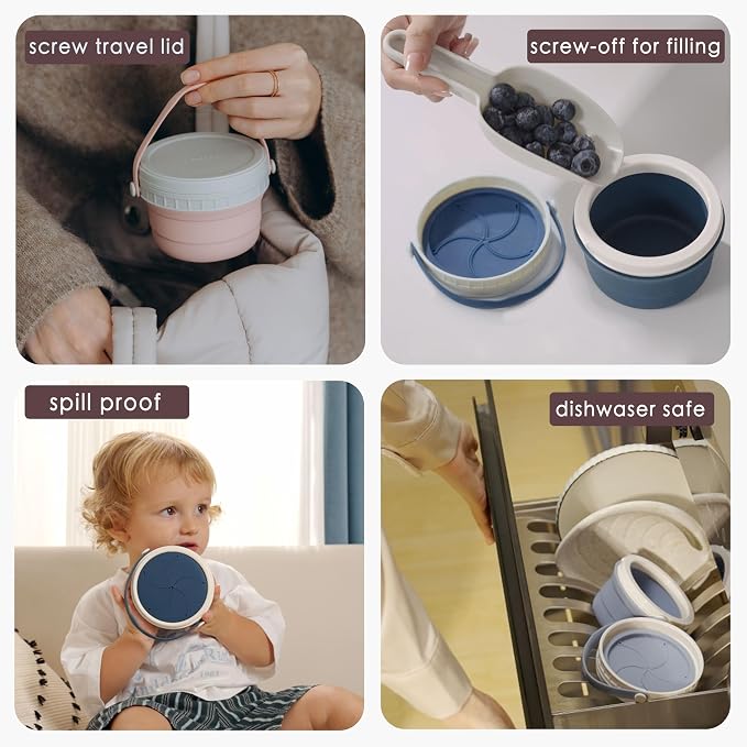 No Spill Silicone Toddler Snack Containers, Detachable Silicone Flap - Image 5