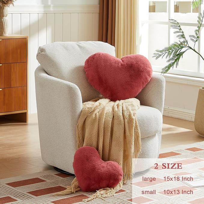 EastTree Heart Pillows, Peach Pink Heart Shaped Pillows, Ultra Soft Extra-Large - Image 2