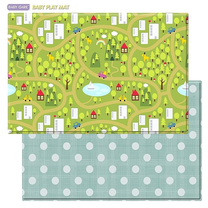 Baby Care Play Mat) 82'' x 55'' Original One-Piece Reversible Rollable by Baby+Care+Play+Mat