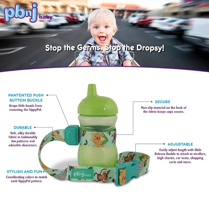 PBnJ Baby SippyPal Sippy Cup Holder Strap Leash Tether 123 2-Pack - Image 7