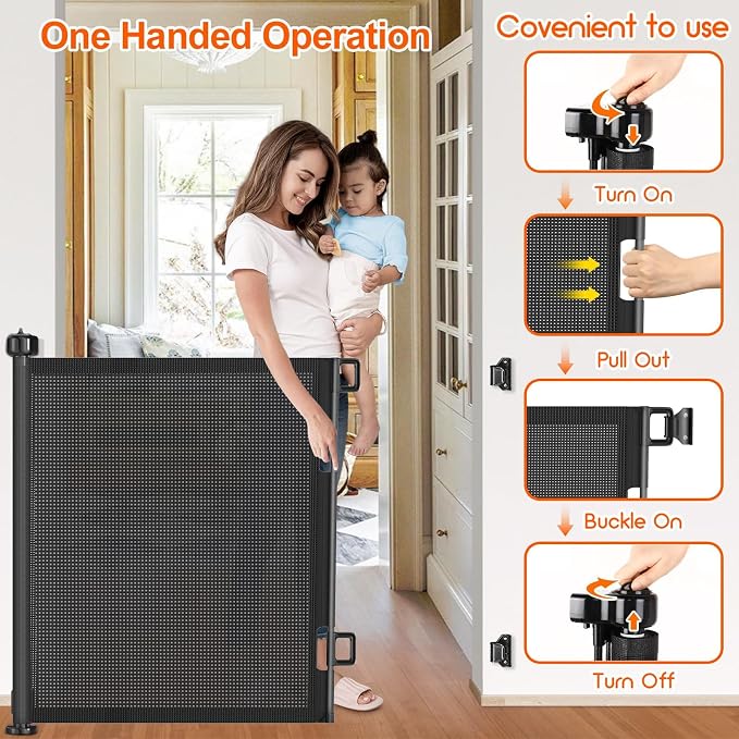 71 inch Retractable Baby Gates, EZIGO Extra Wide Baby Gate - Image 5