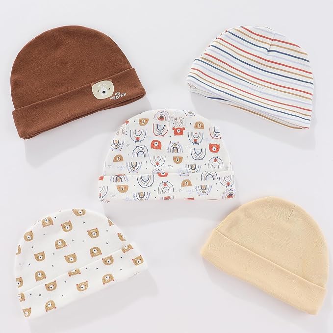Newborn Baby Boy Girl Caps Mittens Socks Set Cotton Baby Essentials Accessories - Image 2