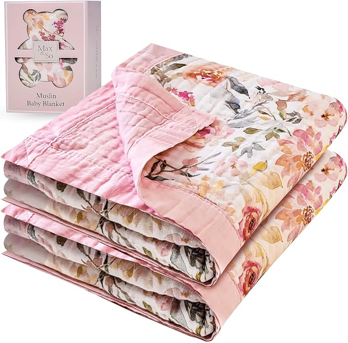 100% Cotton Muslin Baby Blanket by MaxSo