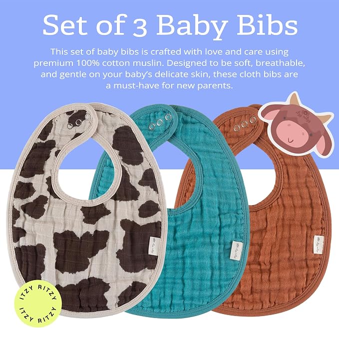 Itzy Ritzy Set of 3 Baby Bibs - Image 2