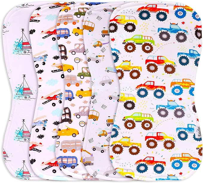 5-Pack Organic Cotton Burp Cloths – Large, Ultra-Soft 3-Layer Towels by KiddyStar%C2%AE