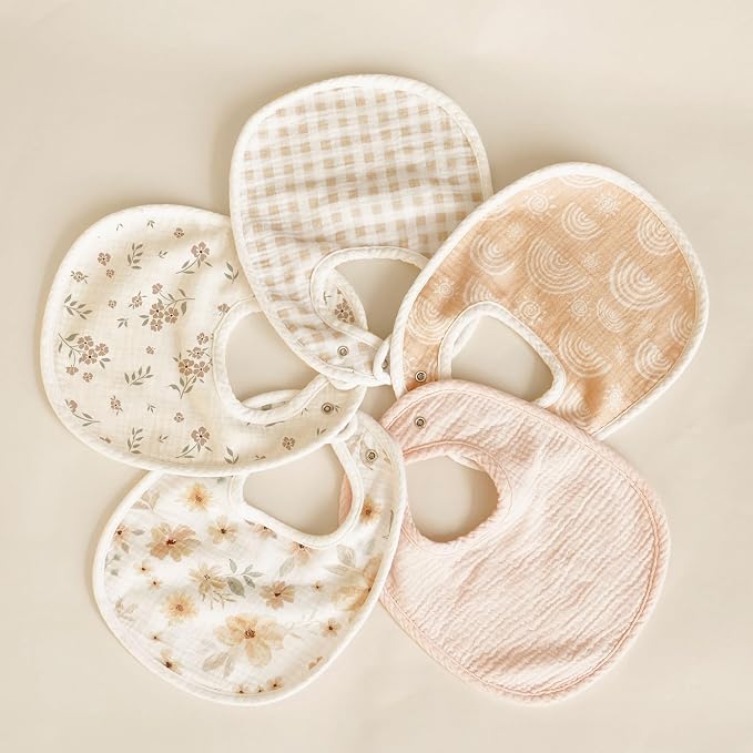 Konssy Muslin Baby Bibs 8 Pack Baby Bandana Drool Bibs Cotton - Image 7