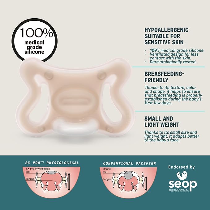 Suavinex Zero Zero Silicone Baby Pacifier w/SX Pro Physiological Pacifier Nipple - Image 6