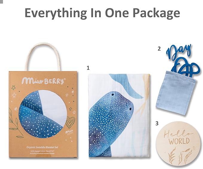 Miaoberry Ocean Baby Milestone Blanket – Monthly Baby Milestone Photo Prop - Image 3