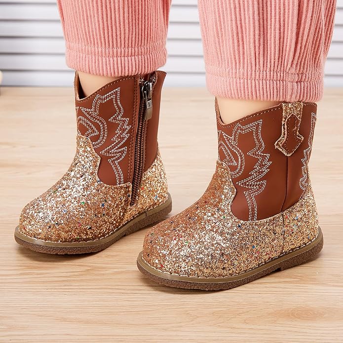 BMCiTYBM Baby Cowboy Cowgirl Boots Infant Western Shoes Boys Girls Round Toe - Image 2