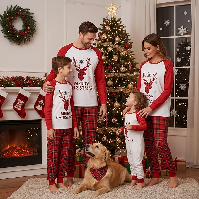 Awoscut Christmas Family Matching Pajamas Christmas Pjs Holiday Nightwear - Image 2