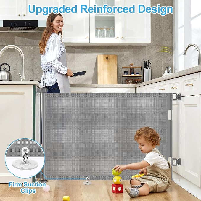 55 inch Retractable Baby Gates, EZIGO Extra Wide Baby Gate - Image 3