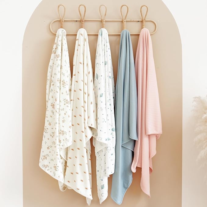 Konssy Knit Baby Blanket 2 Pack, Soft Ribbed Swaddle Receiving Blankets - Image 7