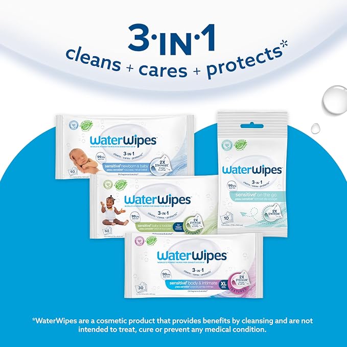 WaterWipes Sensitive+ Baby & Toddler Wipes, 3-In-1 Cleans, 99.9% Water - Image 6