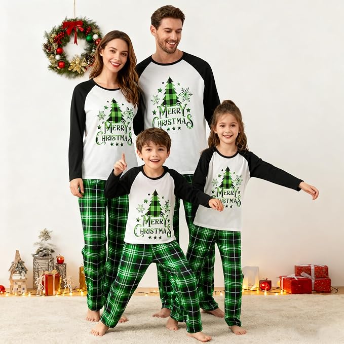 Awoscut Christmas Family Matching Pajamas Christmas Pjs Holiday Nightwear - Image 5