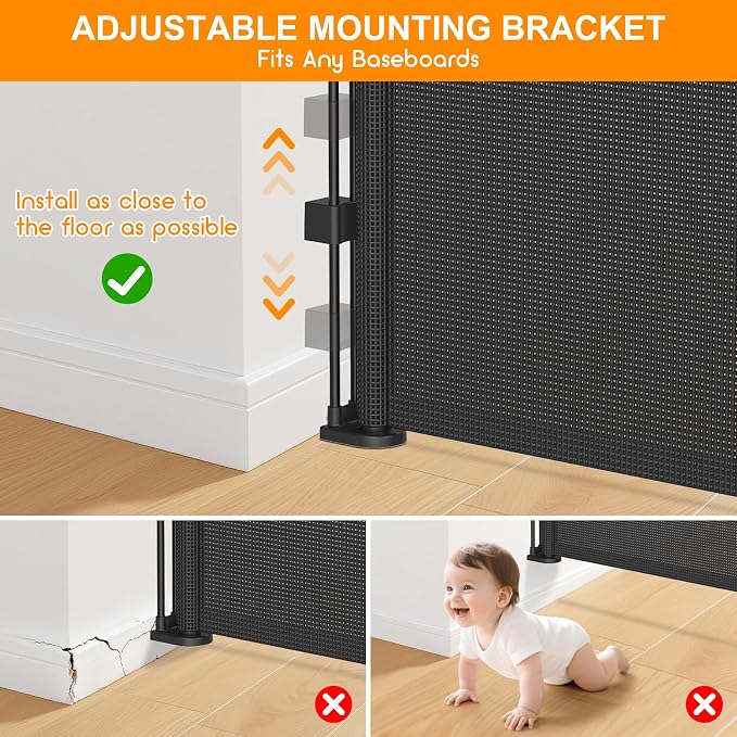 55 Inch Retractable Baby Gates Extra Wide, 41 Inch Reinforced Extra Tall Gate - Image 7