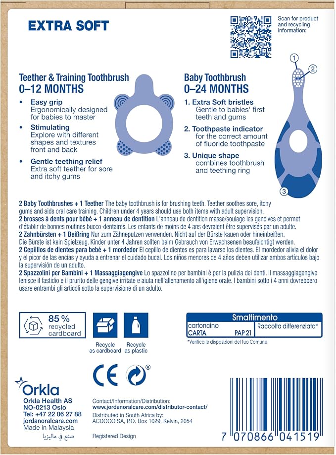 Jordan* ® | Step 0 Teether & Training Toothbrush | BPA-Free, 2-in-1 Teething & - Image 8