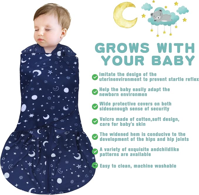 Newborn Sleep Sack Baby Swaddle, Swaddle me 6-12 Month, 3-Way Adjustable - Image 2
