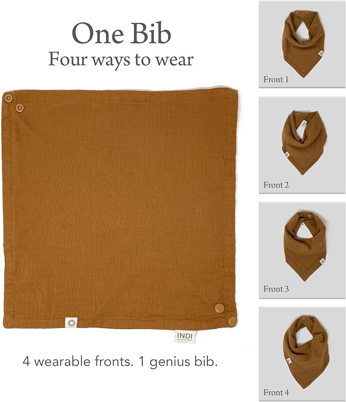 Kishu Baby Indi Organic Baby Bandana Bibs – Fairtrade 4-Way Reversible Drool - Image 5