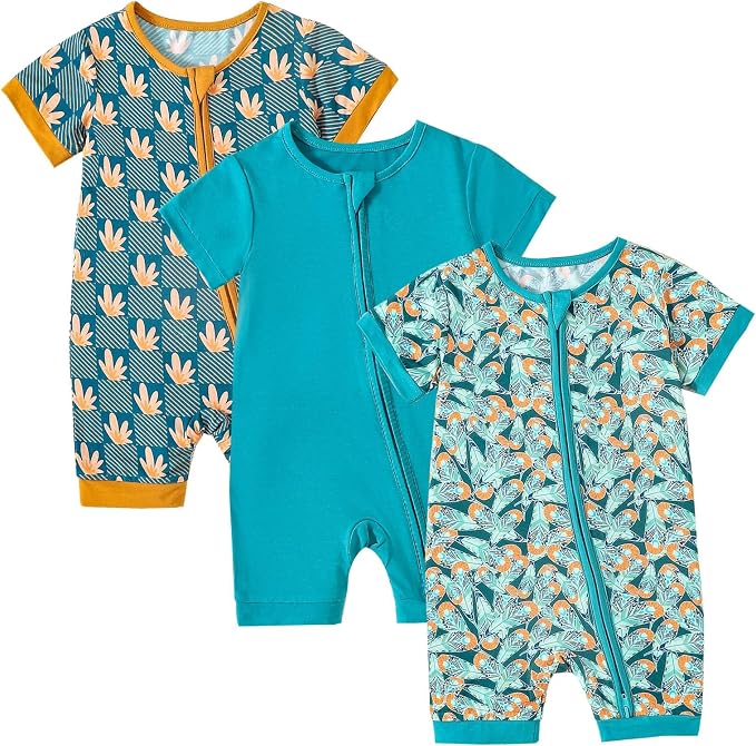 OPAWO Bamboo Baby Pajamas 3 Pack, Double Zipper Bamboo Sleepers by OPAWO