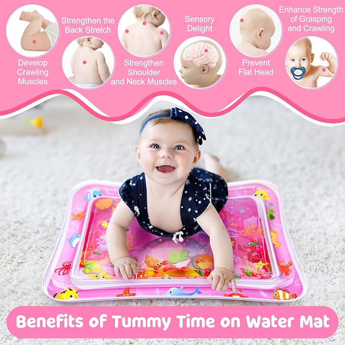 Tummy Time Water Mat for Girl, Baby Girl Toys for 0, 12 Months, Baby Girl Gifts - Image 4