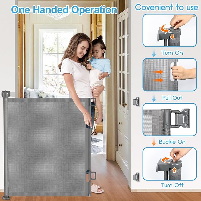 55 inch Retractable Baby Gates, EZIGO Extra Wide Baby Gate - Image 5