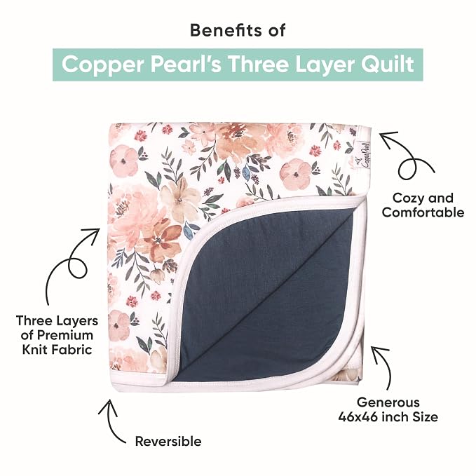 Copper Pearl Hunnie's Breathable Cozy Three-Layer Baby Blanket: Toddler Quilt - Image 2