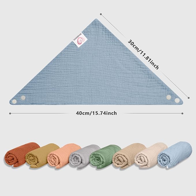 Bearmoss Muslin Baby Bibs 8 Pack Soft Bandana Bibs - Image 9