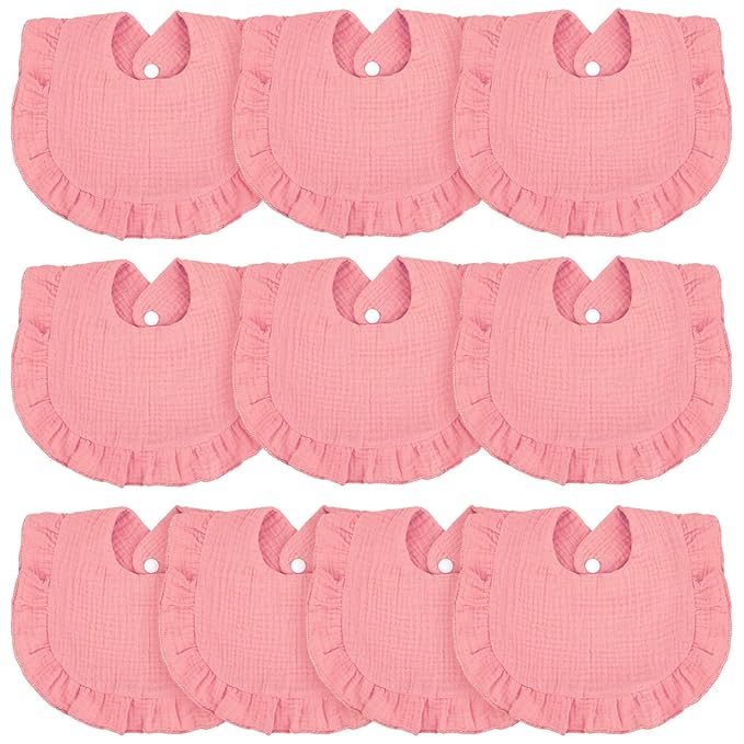Seematn 10 Pcs Baby Muslin Bibs Drool Bibs Bandana Ruffle Soft Cotton by Seematn