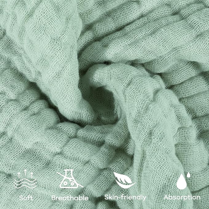 Yoofoss Muslin Baby Washcloths 100% Organic Cotton Face Towels 10 Pack Wash - Image 2